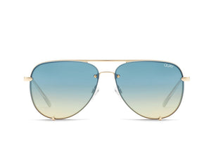 QUAY AUSTRALIA Malaysia - HIGH KEY MINI RIMLESS gold/blue turqouise - PRESENCE Paris