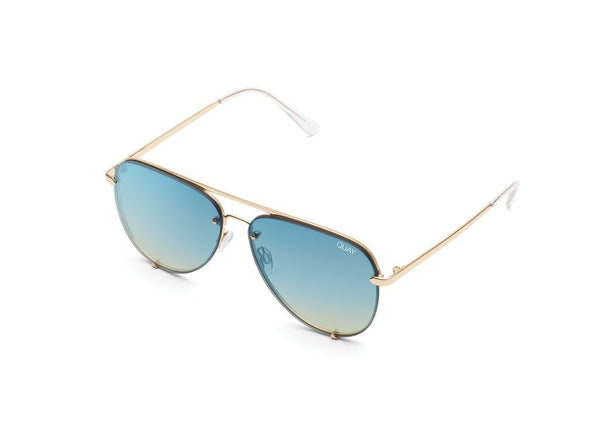 QUAY AUSTRALIA Malaysia - HIGH KEY MINI RIMLESS gold/blue turqouise - PRESENCE Paris
