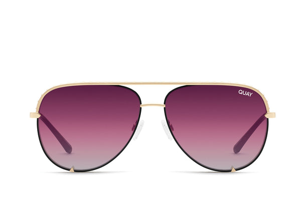 Buy Quay Australia High Key Rivet Gold/Purple Fade Aviator Sunglasses instore & online at PresenceConcept.com