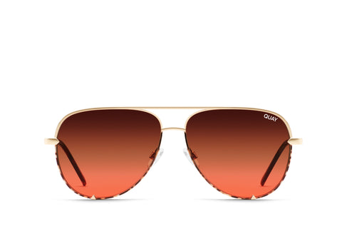 QUAY HIGH KEY MINI TWO-TONE gold/brown maroon