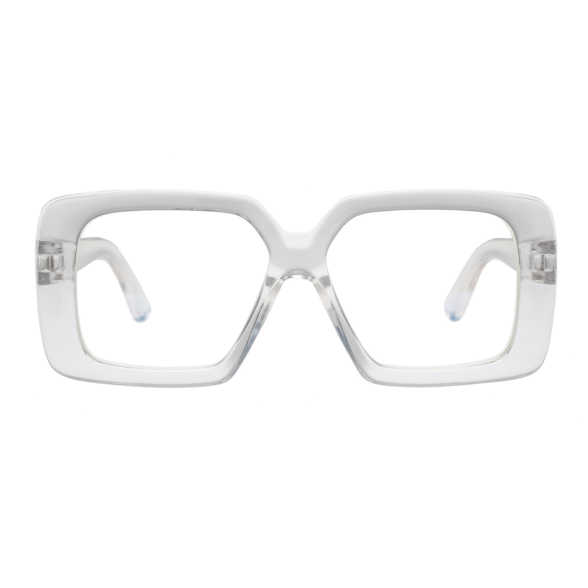 The Book Club "Duh Bleach" Square Blue Light Reading Glasses - Clear - PresenceConcept.com