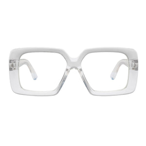 The Book Club "Duh Bleach" Square Blue Light Reading Glasses - Clear - PresenceConcept.com