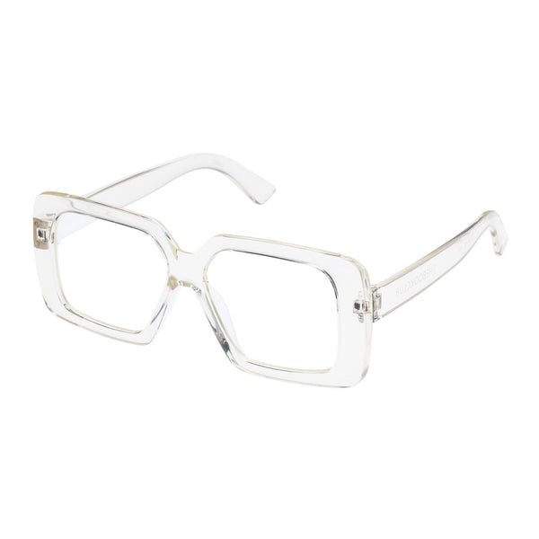 The Book Club "Duh Bleach" Square Blue Light Reading Glasses - Clear - PresenceConcept.com