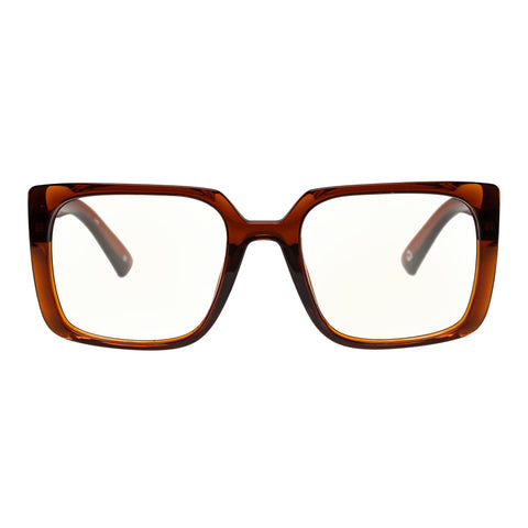 The Book Club "Fairy Droppings" Square Blue Light Reading Glasses - Latte Brown - PresenceConcept.com