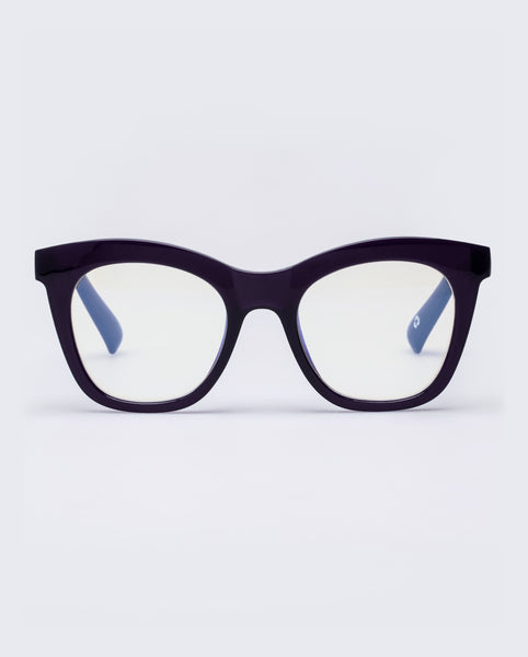 The Book Club 'Harlots Bed' Cat-Eye Blue Light Reading Glasses - Deep Purple | PRESENCE Paris