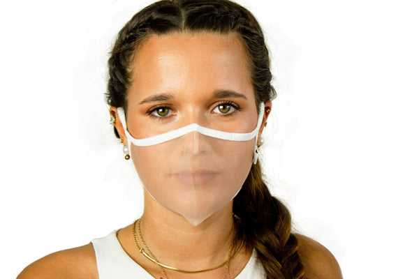  SUPERXULA Glitter - Reusable Transparent Face Mask with White Glitter Decorative Trim - PresenceConcept.com