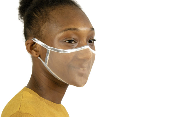 SUPERXULA Silver - Certified Transparent Reusable Face Mask with Shiny Silver Trim - PresenceConcept.com