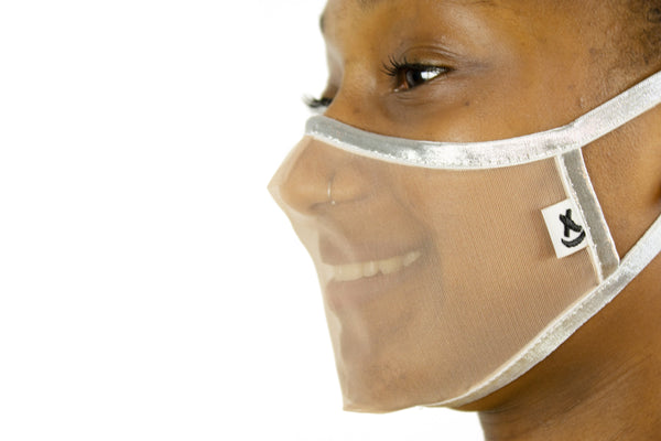SUPERXULA Silver - Certified Transparent Reusable Face Mask with Shiny Silver Trim - PresenceConcept.com