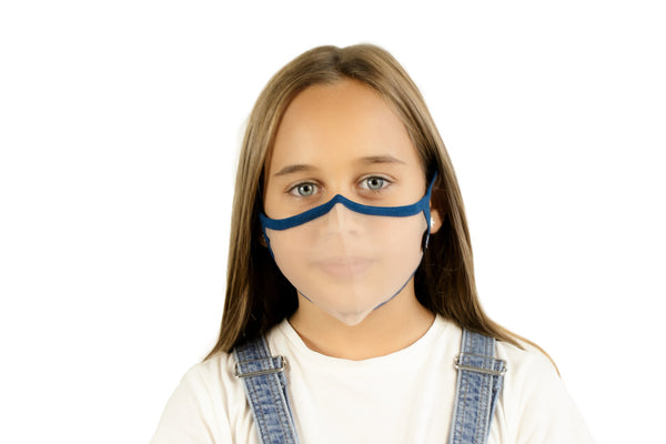 XULA Blue - Reusable Transparent Mask with Navy Blue Trim