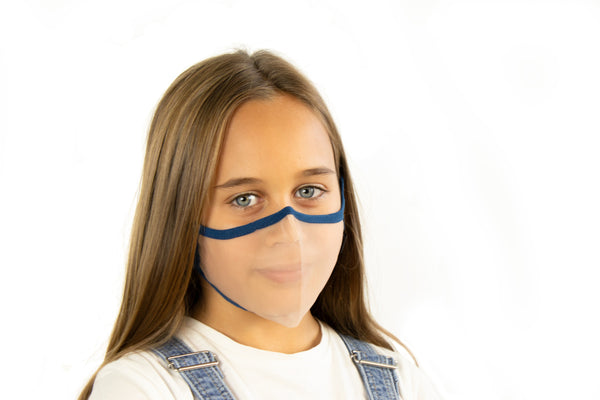 XULA Blue - Reusable Transparent Mask with Navy Blue Trim