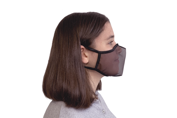 XULA 2 Black - Certified Reusable Transparent Mask with Black Fabric & Black Trim - PresenceConcept.com