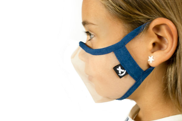 XULA Blue - Reusable Transparent Mask with Navy Blue Trim