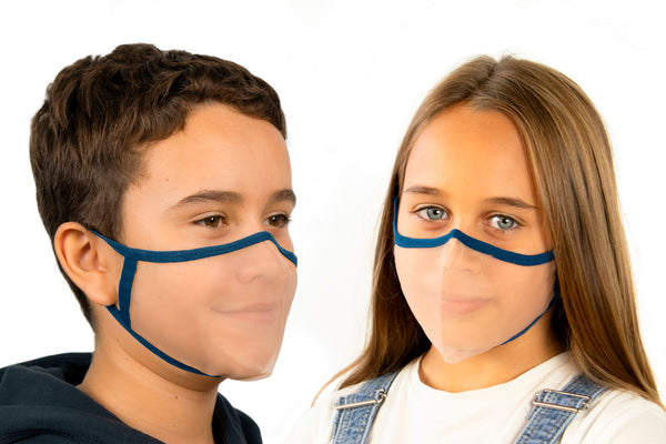XULA Blue - Reusable Transparent Mask with Navy Blue Trim