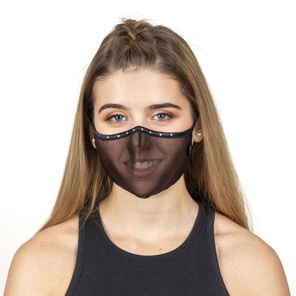 SUPERXULA GLAM BLACK - Certified Reusable Transparent Black Mask with Swarovski Crystals
