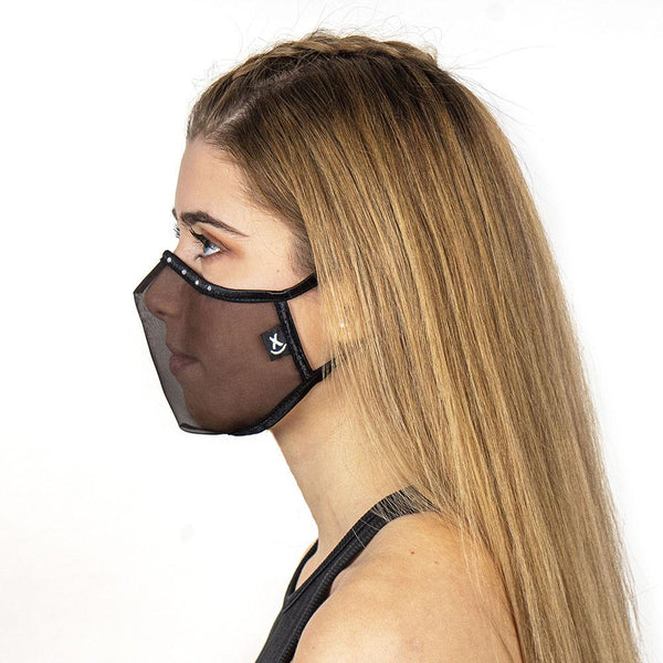 SUPERXULA GLAM BLACK - Certified Reusable Transparent Black Mask with Swarovski Crystals