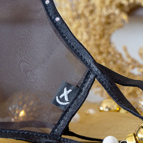 SUPERXULA GLAM BLACK - Certified Reusable Transparent Black Mask with Swarovski Crystals