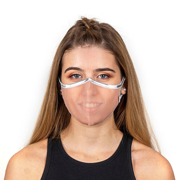 SUPERXULA Silver - Certified Transparent Reusable Face Mask with Shiny Silver Trim - PresenceConcept.com