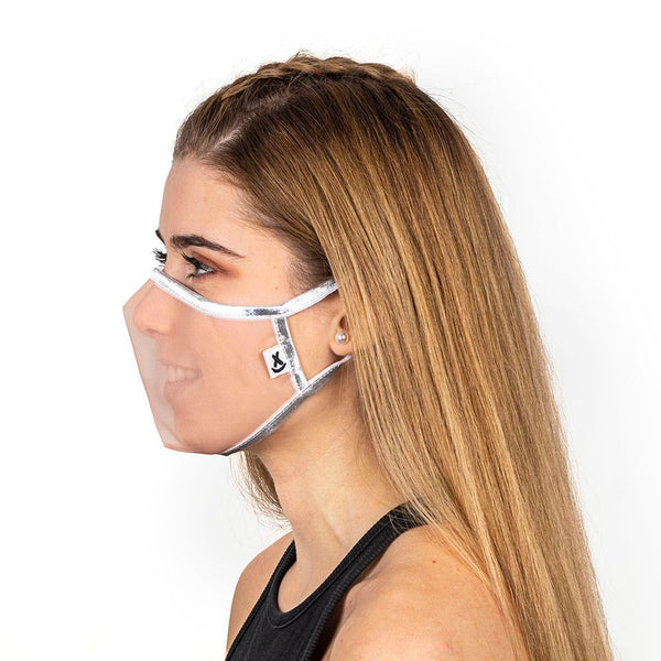 SUPERXULA Silver - Certified Transparent Reusable Face Mask with Shiny Silver Trim - PresenceConcept.com