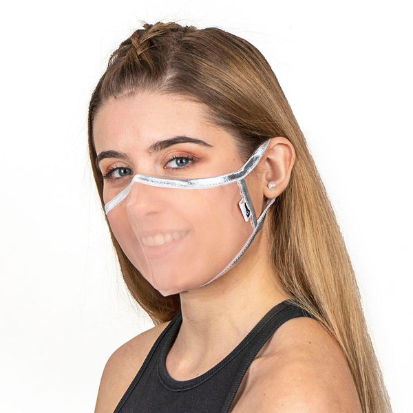 SUPERXULA Silver - Certified Transparent Reusable Face Mask with Shiny Silver Trim - PresenceConcept.com