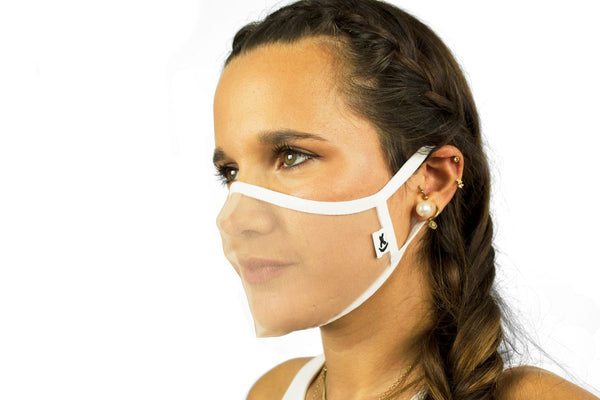 XULA White - Reusable Transparent Face Mask with White Trim - PresenceConcept.com