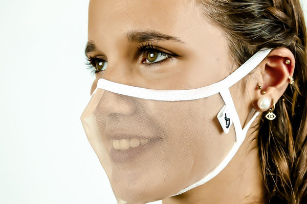 XULA White - Reusable Transparent Face Mask with White Trim - PresenceConcept.com