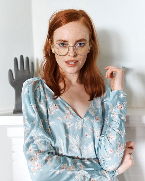 QUAY I See You gold rope/clear round blue light glasses