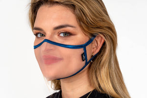 XULA Blue - Reusable Transparent Mask with Navy Blue Trim