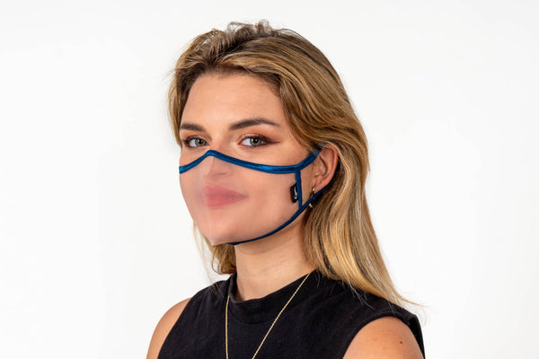 XULA Blue - Reusable Transparent Mask with Navy Blue Trim