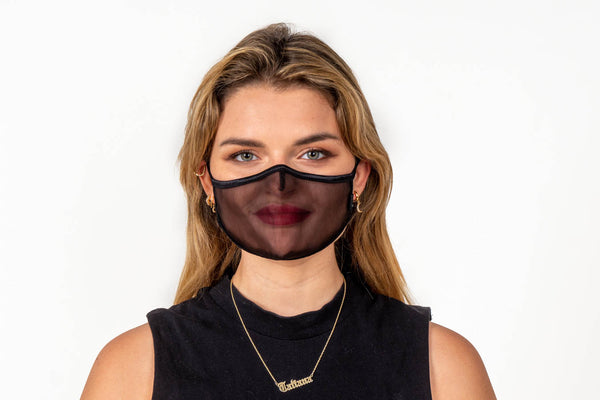 XULA 2 Black - Certified Reusable Transparent Mask with Black Fabric & Black Trim - PresenceConcept.com